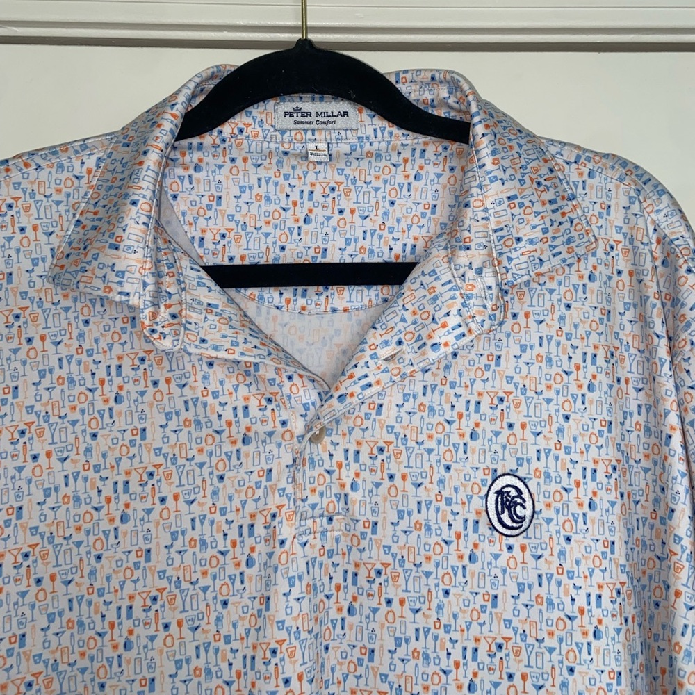 Peter Millar Southern Comfort Performance Jersey Polo Novelty Cocktail Pattern